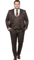 Men’s Chocolate Brown Textured 3-Piece Suit – Luxury Double-Breasted Vest Formal Set