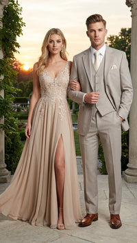 Men’s Light Tan Pinstripe 3 Piece Suit with Jacket, Vest, and Pants | Shadow Stripe Tone Tone Pleated Pants Classic