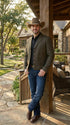 Mens Brown Western Blazer – Cowboy Style Casual Jacket Vintage Western Sport Coat Country Fashion Jacket