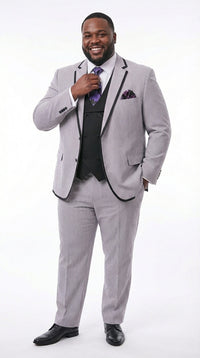 Mens Black and White Pinstripe Wedding Tuxedo Suit – Three Piece Formal Suit Set with Contrast Trim for Groom, Prom - Seersucker Summer Suit