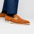 Zelli Meo 3 Contemporary Suede and Crocodile Penny Loafers in Cognac