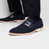 Zelli Meo 3 Suede Penny Loafers with Crocodile Accent in Navy
