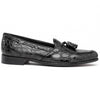 Zelli Franco Tassel Loafers in Genuine Caiman Crocodile - Black