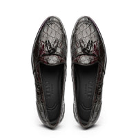 Zelli Franco Genuine Caiman Crocodile Tassel Loafers in Nicotine