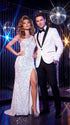 Men’s White Dinner Jacket Disco Blazer 1980s Sequin Style Jacket – Black Lapel Party Blazer, Formal Masquerade Club Wear Paisley Fabric + Bowtie