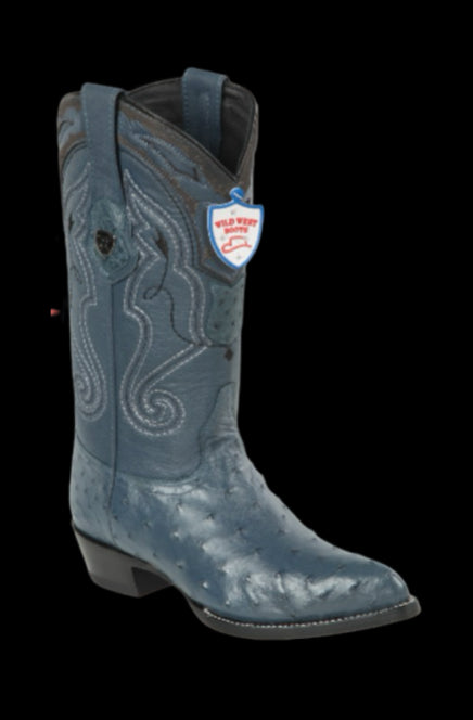 Wild West Botas de Avestruz Horma Puntal Blue Jeans