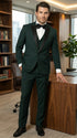 Men’s Hunter Green Tuxedo Suit 3 Piece – One Button Peak Lapel Designer Formal Suit for Wedding, Light Weight Wool By Statement Dark Green