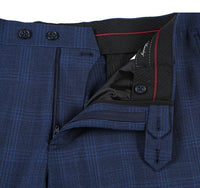English Laundry 2-Piece Blue Plaid Wool Blend Slim Fit Dress Suit