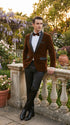 Men’s Brown Camel Bronze Velvet Tuxedo Jacket, Shawl Lapel Wedding Prom Dinner Blazer - Blazer Sportcoat