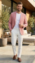 Men’s Red and white Houndstooth Summer Blazer, Lightweight Check Sport Coat for Weddings, Prom, Parties