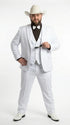 Men’s White Western Cowboy 3 Piece Tuxedo Suit, Formal Wedding Prom Groom Suit Set