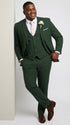 Men’s Forest Green 3 Piece Wedding Suit, Formal Groom Groomsmen Dress Suit Set