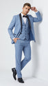 Men’s Powder Blue 3 Piece Tuxedo Suit – Light Blue Shawl Lapel Wedding Prom Suit with Vest