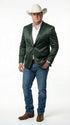 Mens Shiny Dark Green Cowboy Blazer – Western Style Satin Finish Blazer for Party, Country Hunter Color