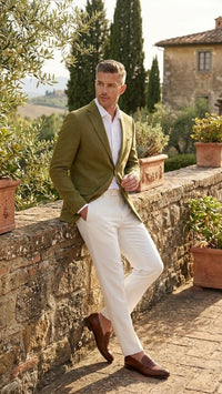 Men’s Olive Green Blazer Sport Coat – Linen Fabric Summer in pistachio sage green