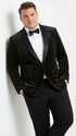 Men’s Black Velvet Dinner Jacket Blazer with Satin Lapel – Formal Evening Tuxedo Style Jacket Polk Dots Pattern + Free bowtie