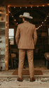Mens Camel Brown Copper Western 3 Piece Suit – Classic Country Style Blazer Vest Pants Set, Formal Cowboy Suit Outfit