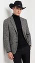 Men’s Grey Herringbone Winter Cowboy Blazer – Western Sport Coat Jacket