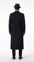 Men’s Godfather Black Double-Breasted Long Overcoat – Vintage Mobster Gangster Coat