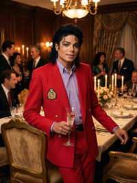 Men’s Red Suit Michael Jackson Award Ceremony Inspired Jacket – Classic Double Breasted Formal Suit , Stylish Party Dinner Jacket, Vintage Stage Wear