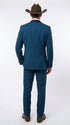 Men’s Teal Blue Western Tuxedo Suit, 3 Piece Cowboy Formal Wedding Prom Suit with Black Shawl Lapel Saphire