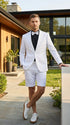 Men’s White Tuxedo Suit with Shorts – Modern Formal Blazer and Short Pants Set for Wedding, Prom Summer Fabric