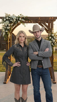 Mens Charcoal Gray Western Blazer – Cowboy Style Casual Jacket Classic Country Western Sport Coat