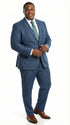 Men’s Indigo Blue Sharkskin Suit – Textured Shiny Formal Suit for Wedding, Business, 2 Buttons Slim Fitted