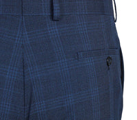 English Laundry 2-Piece Blue Plaid Wool Blend Slim Fit Dress Suit