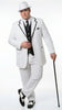 Men’s White Pinstripe 1920s Gangster 3 Piece Suit, Black Contrast Formal Costume Suit for Parties, Prom, Weddings, and Theme Events