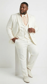 Vinci Men’s Ivory Three Piece Suit – Ivory 3PC Formal Wedding Suit for Groom, Prom and Black Tie Events