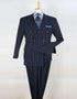 Men's Navy Blue Double Breasted Pinstripe Suit – Modern Fit By rossiman