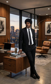 Mens Black Blazer – Jules Winnfield Inspired Pulp Fiction Style Classic Formal Blazer for Men Vintage Retro Jacket