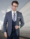 Mens 2 Button Suit with Low Cut Vest in Sapphire Blue Plaid