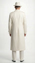 Men’s Ivory Cream Off White Full Length Zoot Suit – Vintage Gangster Style Long Coat Formal Suit