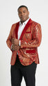 Men’s Red and Gold Sequin Christmas Holiday Blazer – Luxury Party Jacket for New Year, Wedding and Festive Events