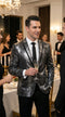 Men’s Black and Charcoal Gray Snakeskin Print Blazer, Animial Exotic Skin Alligator Crocodile Texture