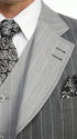 Men’s Grey Pinstripe Zoot Suit 3 Piece – 1920s Gangster Vintage Wide Lapel Suit with Vest for Wedding, Party
