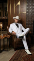Men’s White Western Cowboy 3 Piece Tuxedo Suit, Formal Wedding Prom Groom Suit Set