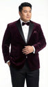 Mens Plum Eggplant Velvet Blazer Jacket – Luxury Velvet Dinner Jacket for Wedding, Tuxedo Events, Formal Parties in Burgundy Color