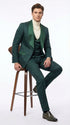 Mens Hunter Green Wedding Tuxedo Suit – Paisley Pattern Three Piece Formal Suit Set with Shawl Lapel for Groom, Prom in Emerald green
