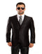 Mens Tazio Vested Slim Fit Shiny Sharkskin Suit in Black