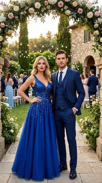 Men’s Cobalt Blue 3 Piece Suit – Indigo Light Blue Pinstripe Formal Suit with Vest for Wedding, Business Modern Fit Two buttons