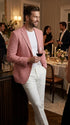 Men’s Red and white Houndstooth Summer Blazer, Lightweight Check Sport Coat for Weddings, Prom, Parties