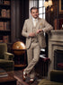 Men’s Light Tan Tweed Great Gatsby 3 Piece Suit – Vintage Vested Wedding Suit, 1920s Classic Formal Outfit Herringbone