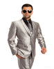Mens Tazio Vested Slim Fit Shiny Sharkskin Suit in Silver