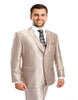 Mens Tazio Vested Slim Fit Shiny Sharkskin Suit in Champagne