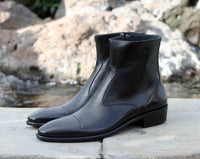 Corrente 1547 Burnished Calfskin Slip-On Boot - Black - Black - Size 13