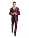Mens Tazio Vested Slim Fit Shiny Sharkskin Suit in Burgundy