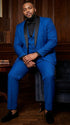 Men’s Royal Blue 3 Piece Suit with Black Lapel – Modern Formal Suit for Wedding, Prom and Party Wear